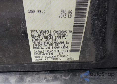 2017 Nissan Altima 3.5 Sl из США, поврежденный, VIN 1N4BL3AP1HC185110